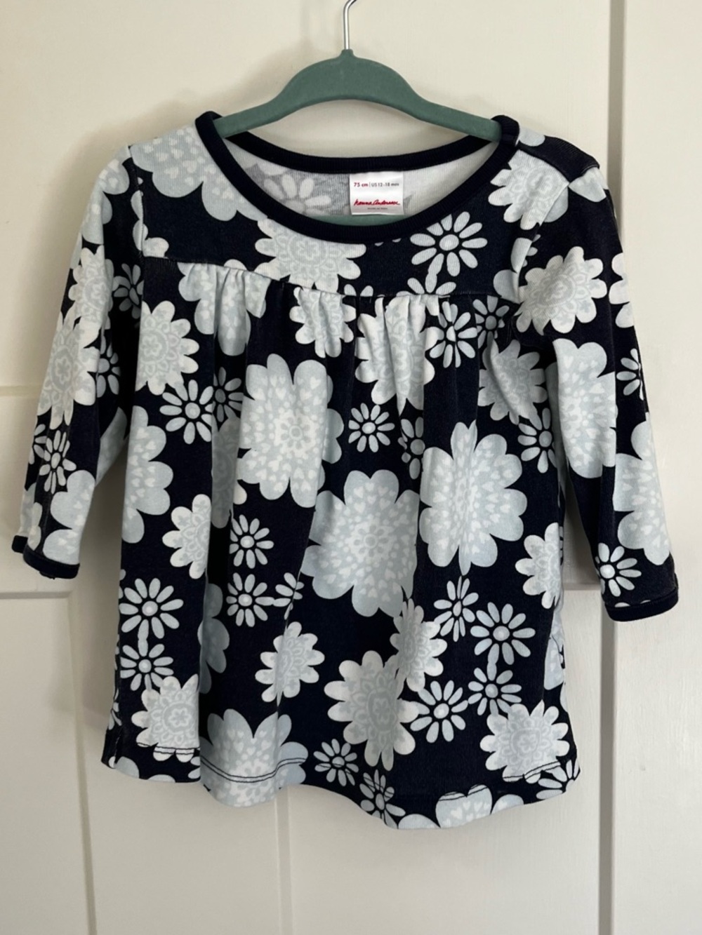Hanna Andersson Blue & White Floral Long-Sleeve Top